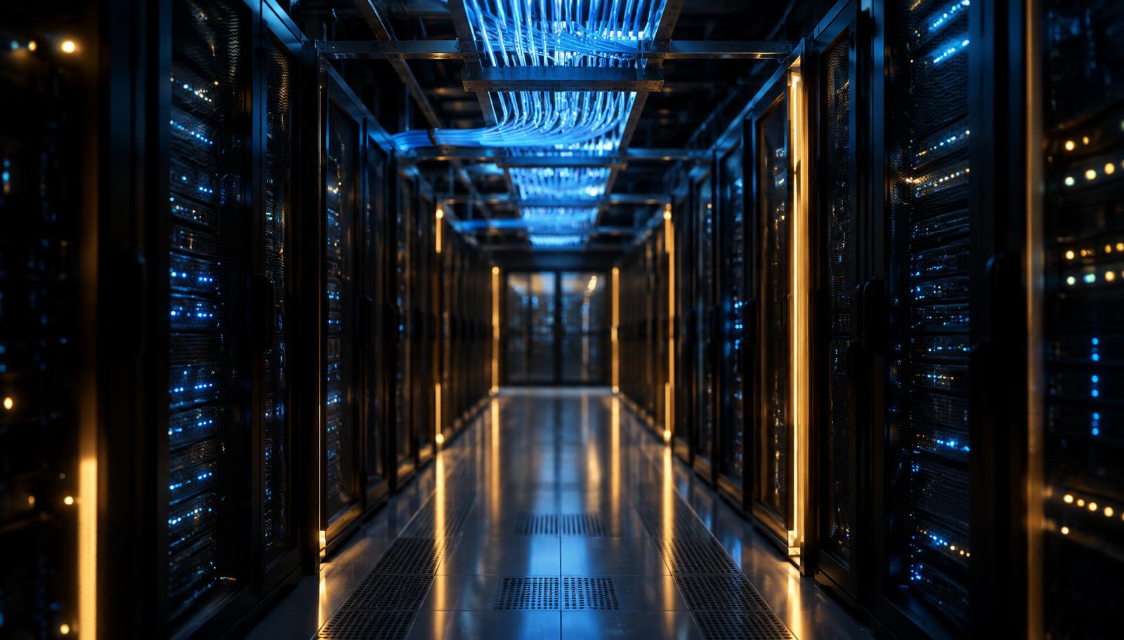Illustrative data centre with fibre trays